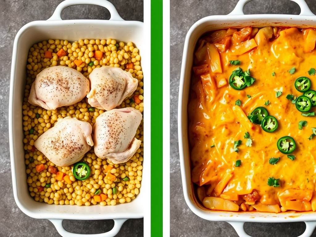 chicken thighs hominy casserole side by side