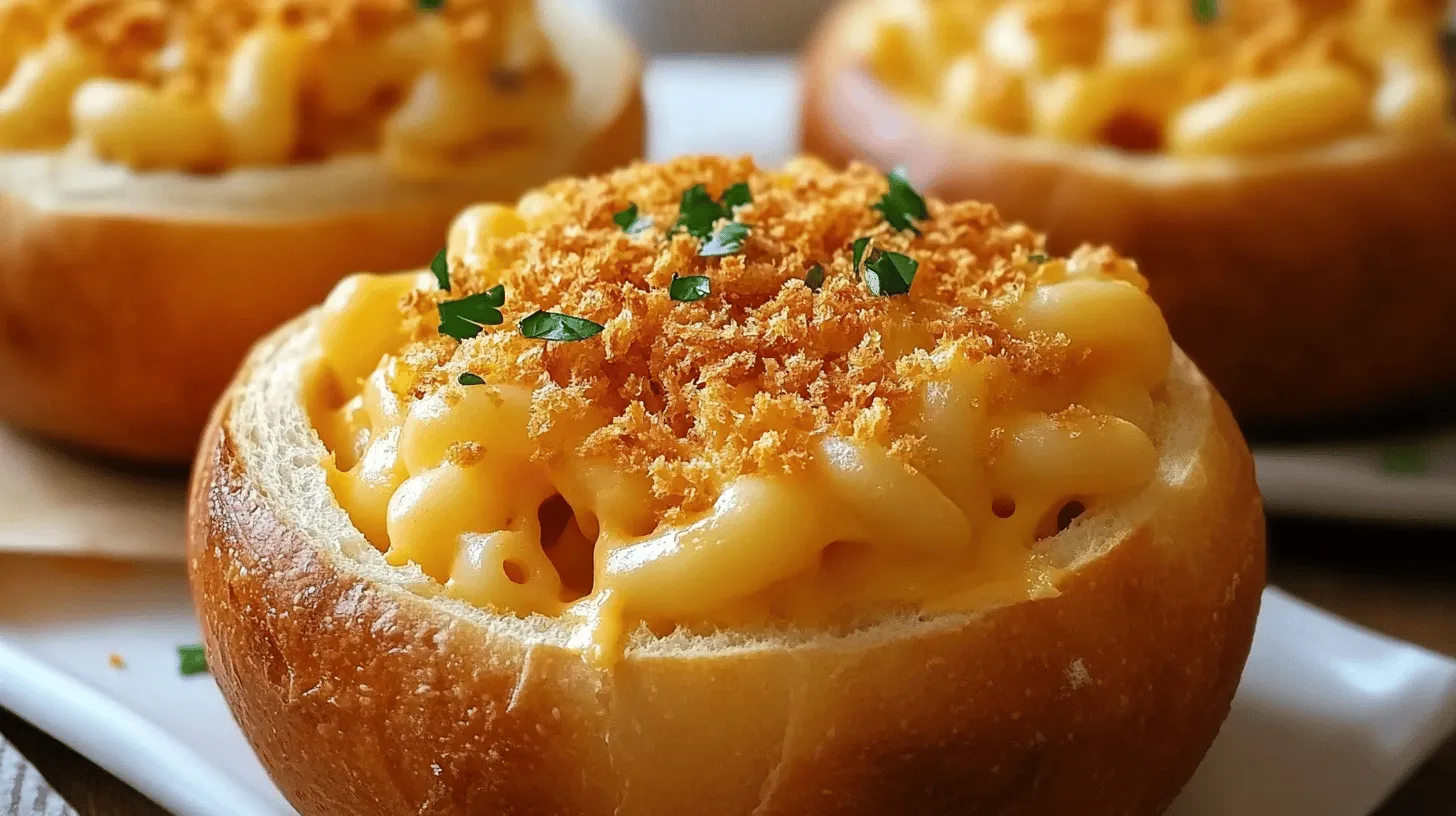 creamy mac and cheese bread bowls