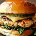 White Cheddar and Spinach Chicken Burger