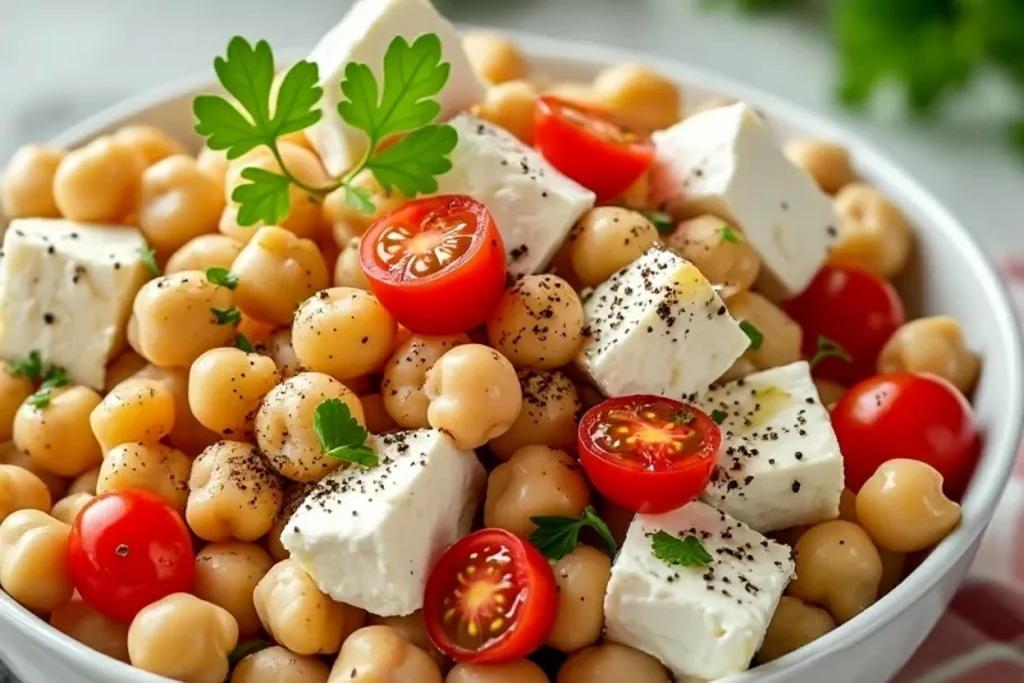 Healthy Cottage Cheese and Chickpeas Salad