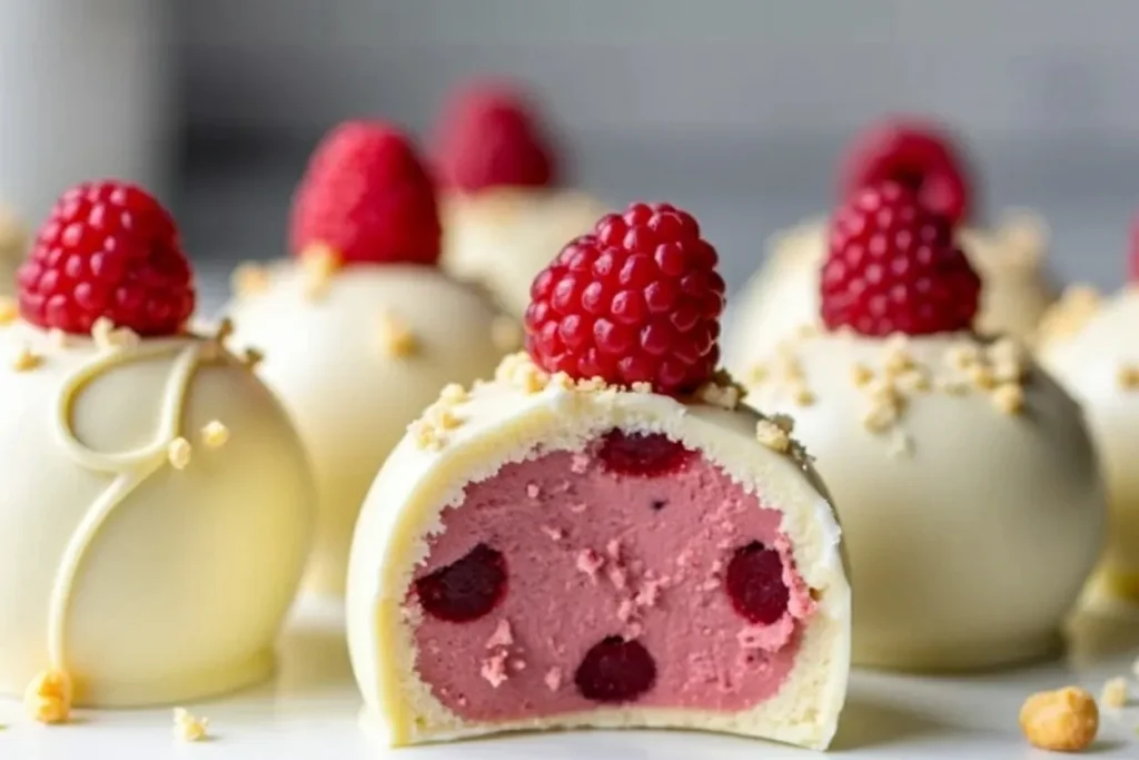 White Chocolate Raspberry Cheesecake Balls