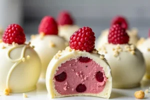 White Chocolate Raspberry Cheesecake Balls