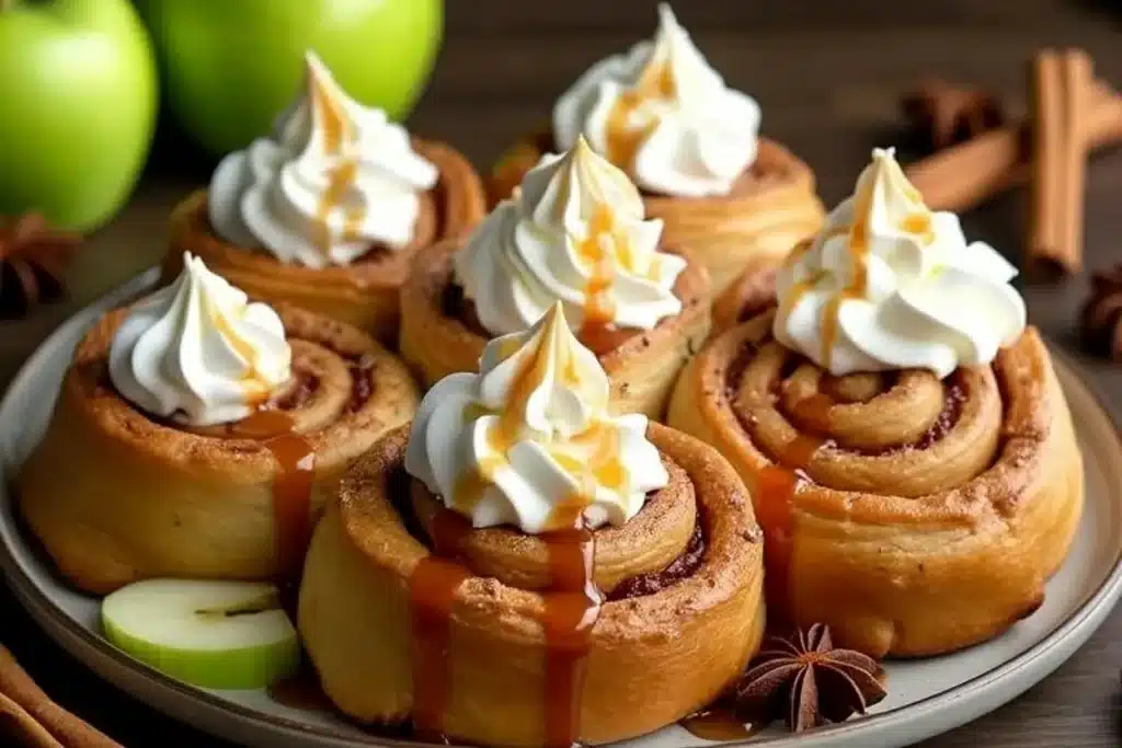 whipped caramel apple cinnamon rolls