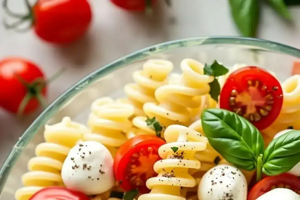 creamy Caprese pasta salad