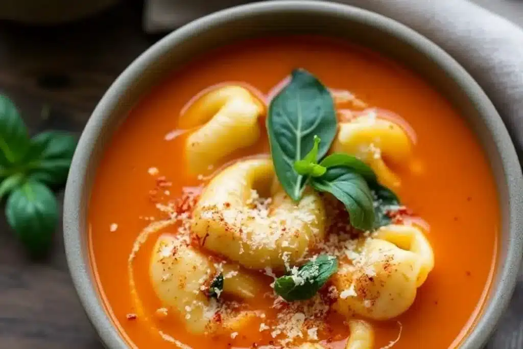 Creamy Tomato Basil Tortellini Soup