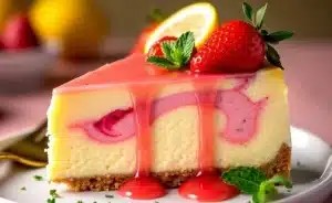 Strawberry Lemon Swirl Cheesecake