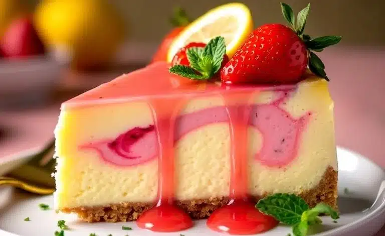 Strawberry Lemon Swirl Cheesecake