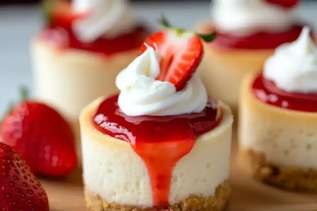 mini strawberry shortcake cheesecakes