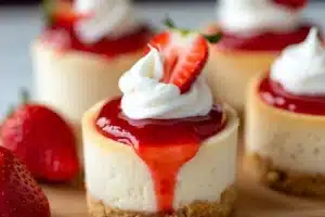 mini strawberry shortcake cheesecakes