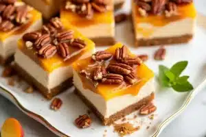 Peach Pecan Cheesecake Bars