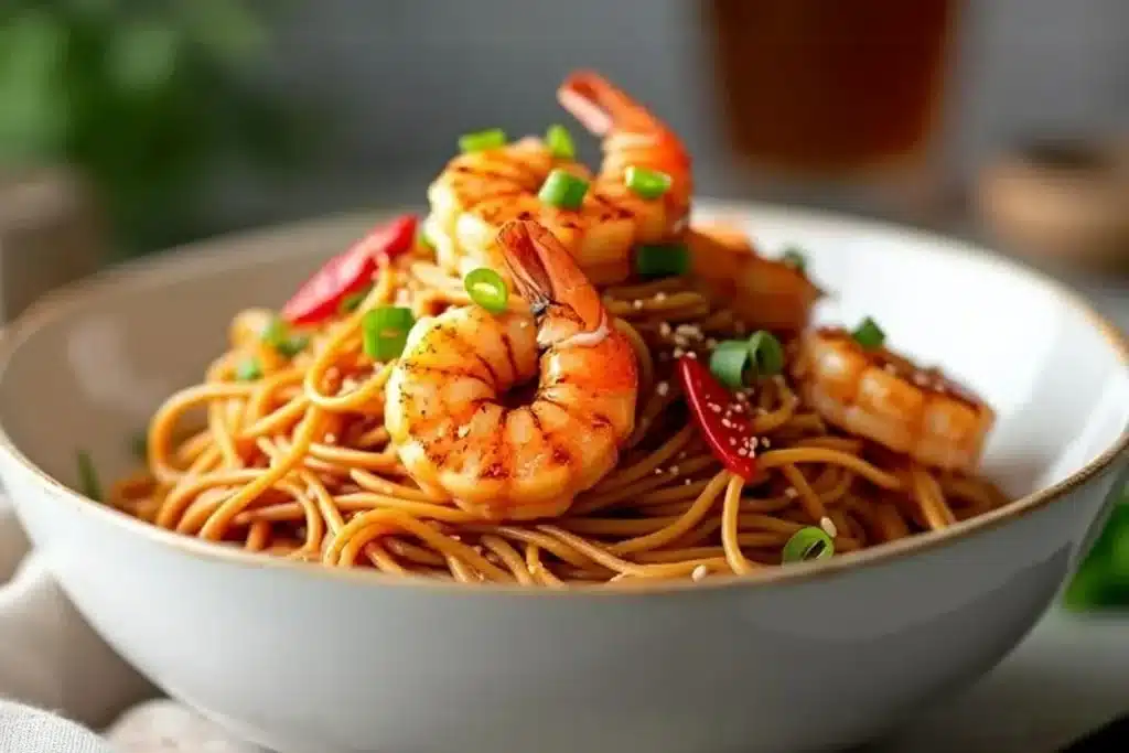 spicy garlic shrimp noodles