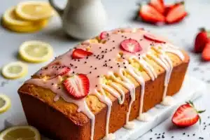 Strawberry Lemon Poppy Seed Loaf Cake