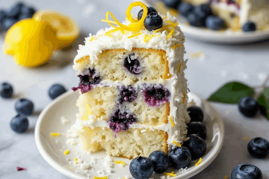 Lemon Blueberry Snowball Cake