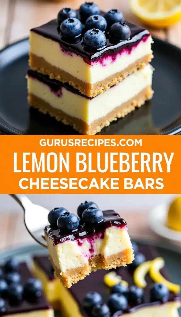 Pinterest pin for Lemon Blueberry Cheesecake Bars