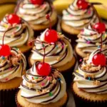 banana split cupcakes