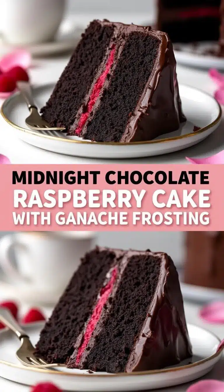 Pinterest pin for chocolate raspberry cake