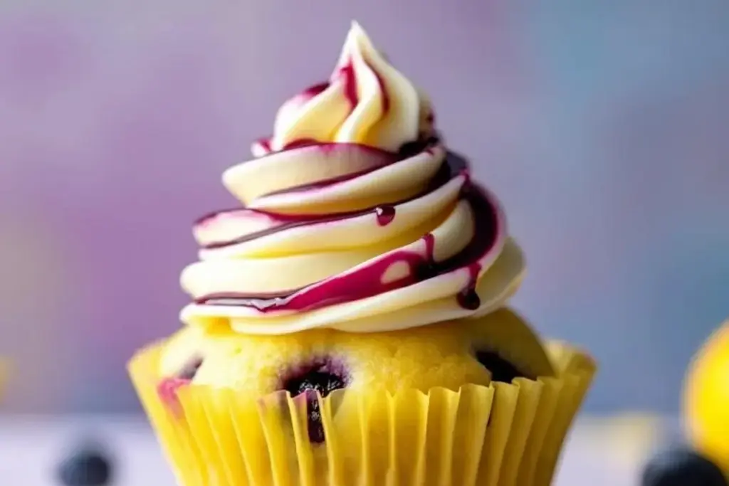 lemon blueberry cheesecake-stuffed cupcakes