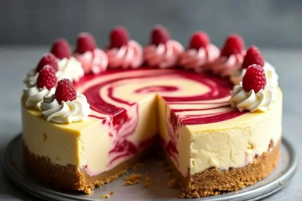 lemon raspberry swirl cheesecake