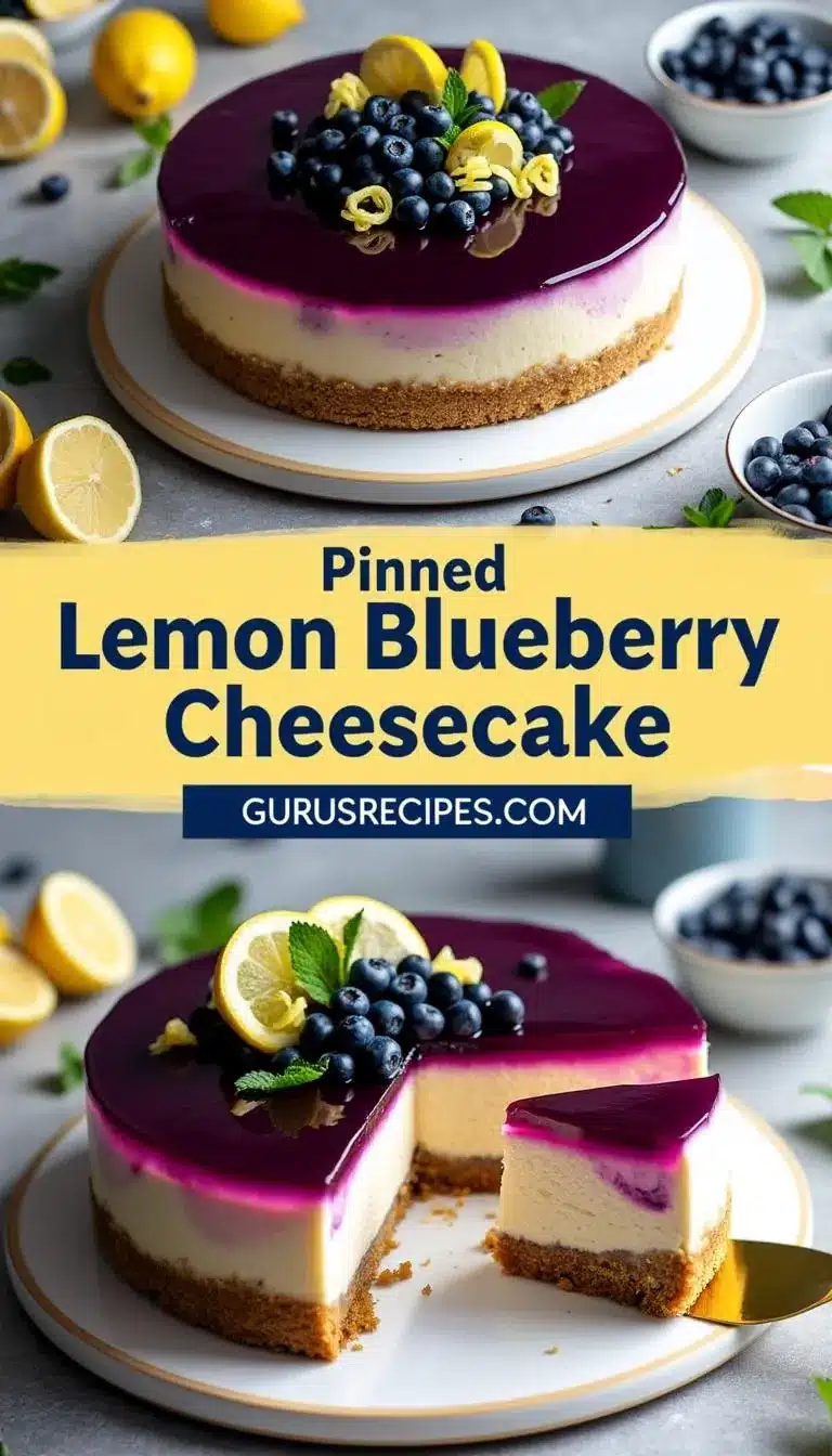 Pinterest pin for lemon blueberry cheesecake