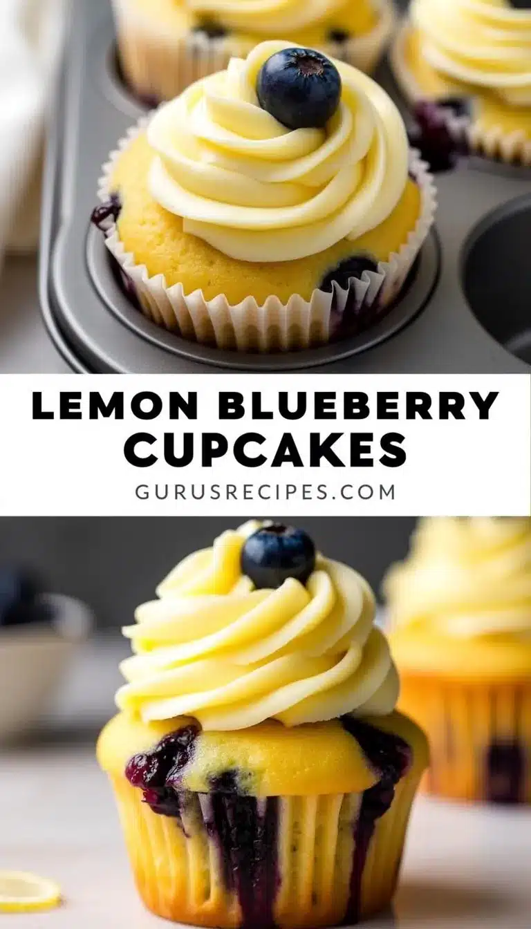 Pinterest pin for lemon blueberry cupcakes