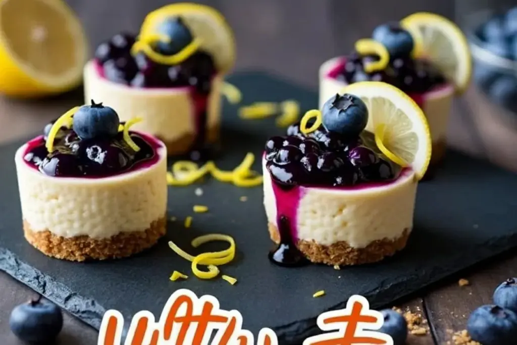 mini blueberry lemon cheesecakes