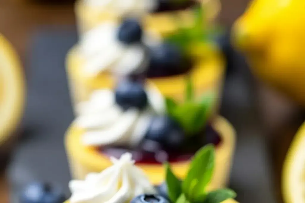 Mini Lemon Blueberry Cheesecakes