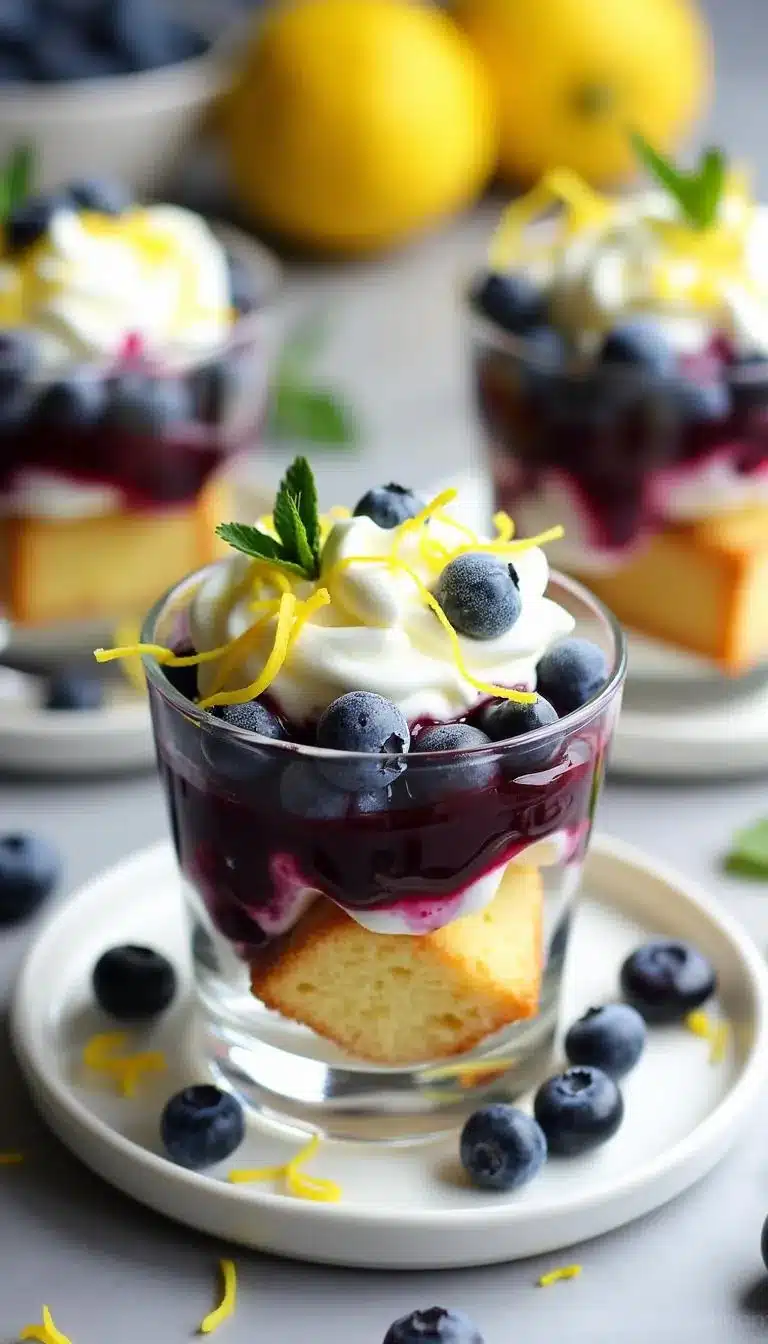 Pinterest pin for mini lemon blueberry trifles