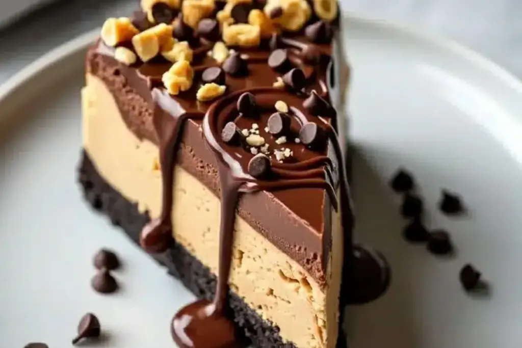 no-bake peanut butter chocolate cheesecake