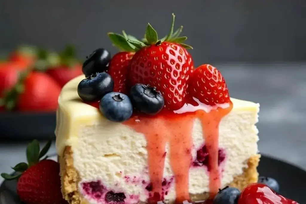 no-bake strawberry shortcake cheesecake