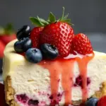 no-bake strawberry shortcake cheesecake