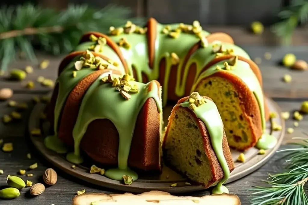 Retro Pistachio Almond Bundt Cake