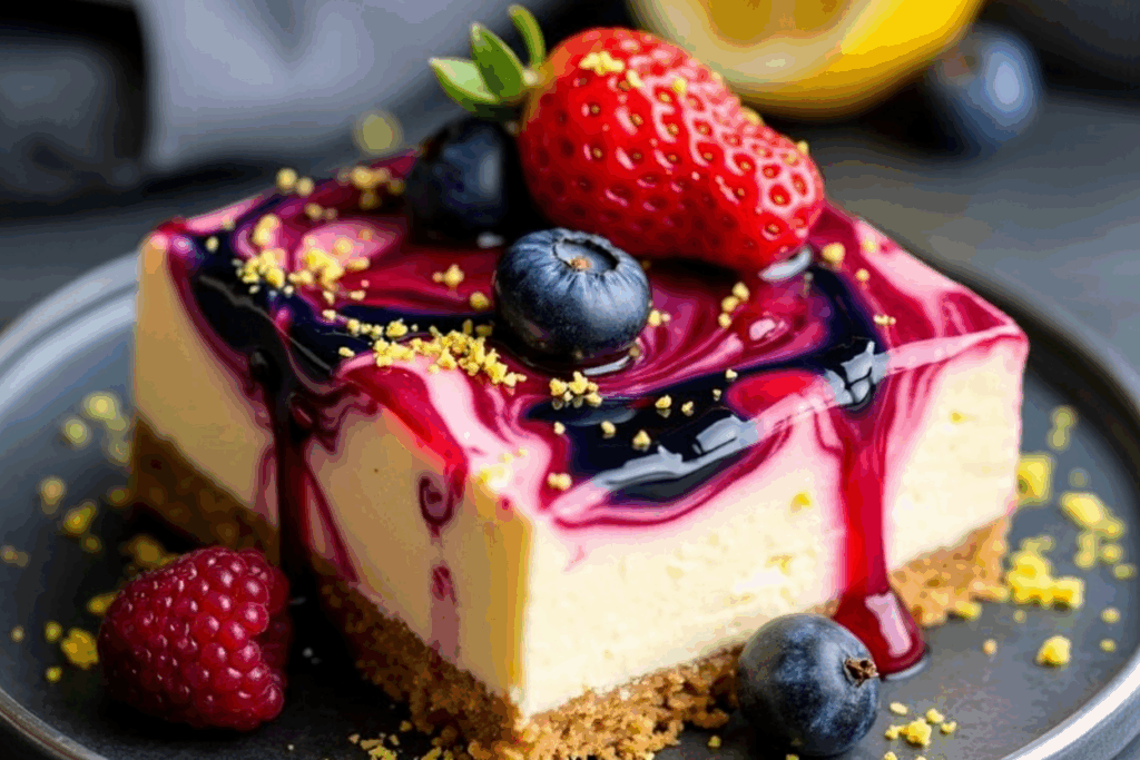 triple berry lemon cheesecake bars