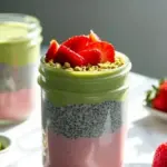 vegan strawberry matcha chia pudding