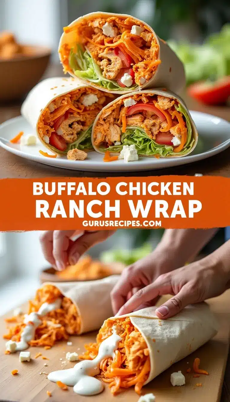 Pinterest pin for Buffalo Chicken Ranch Wrap