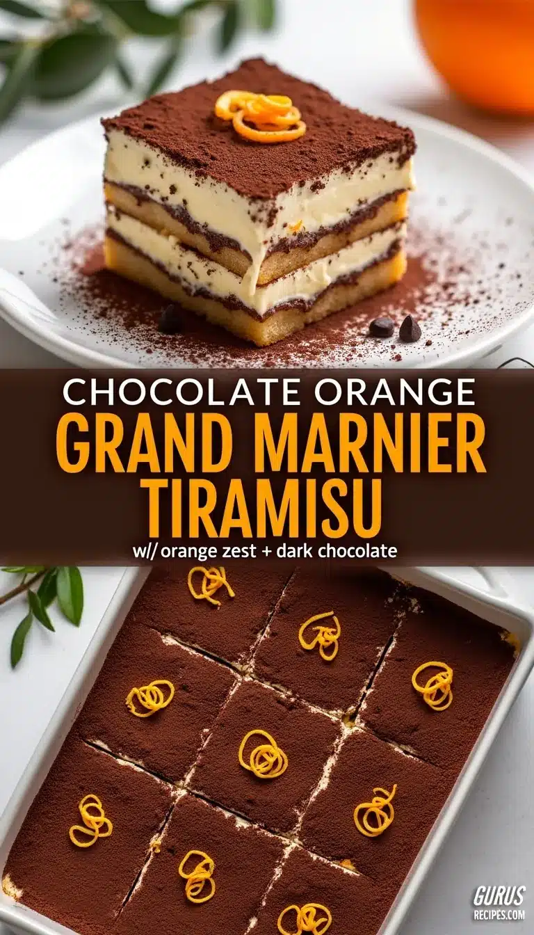 Pinterest pin for Chocolate Orange Grand Marnier Tiramisu