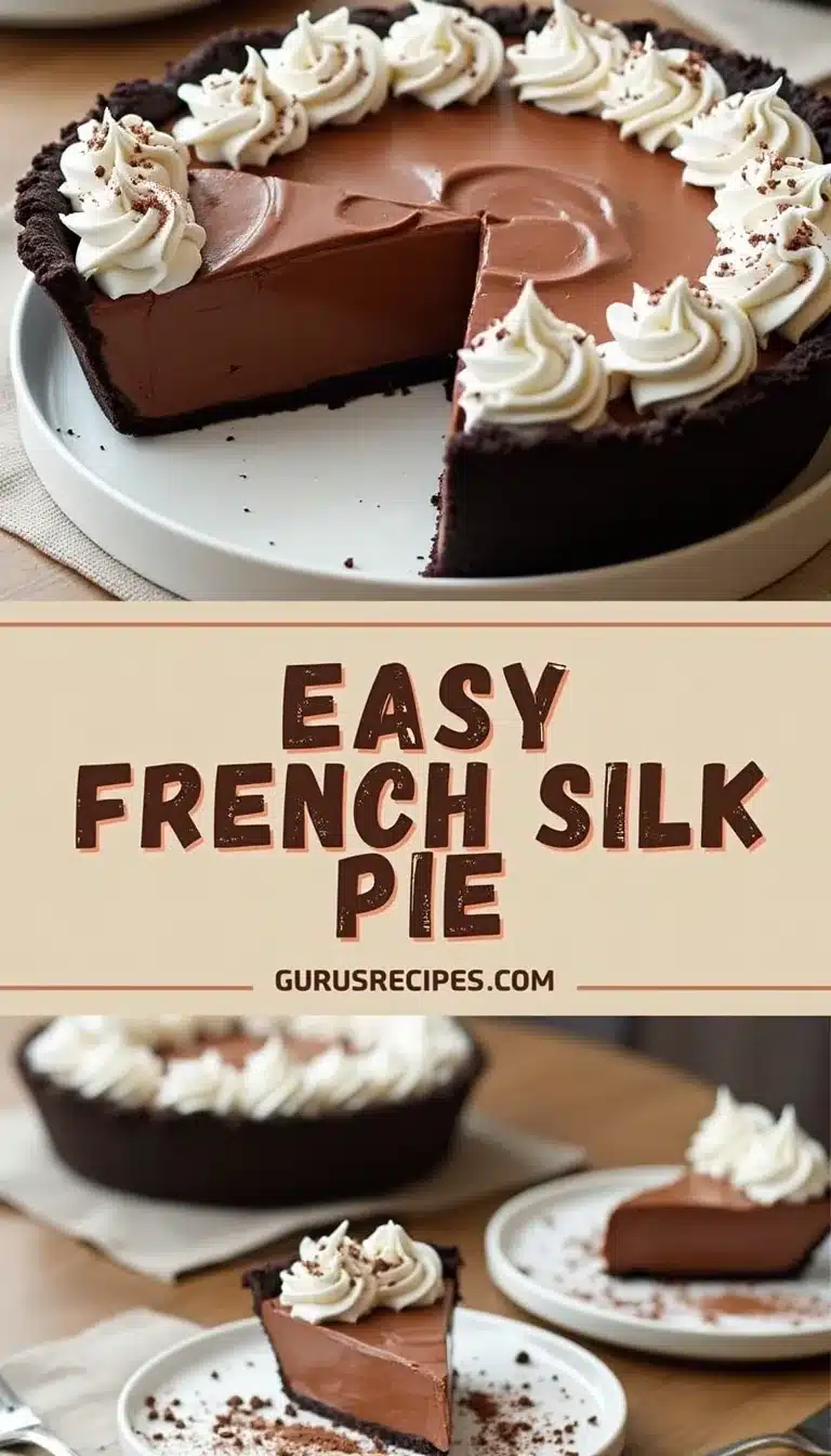 Pinterest pin for French silk pie recipe