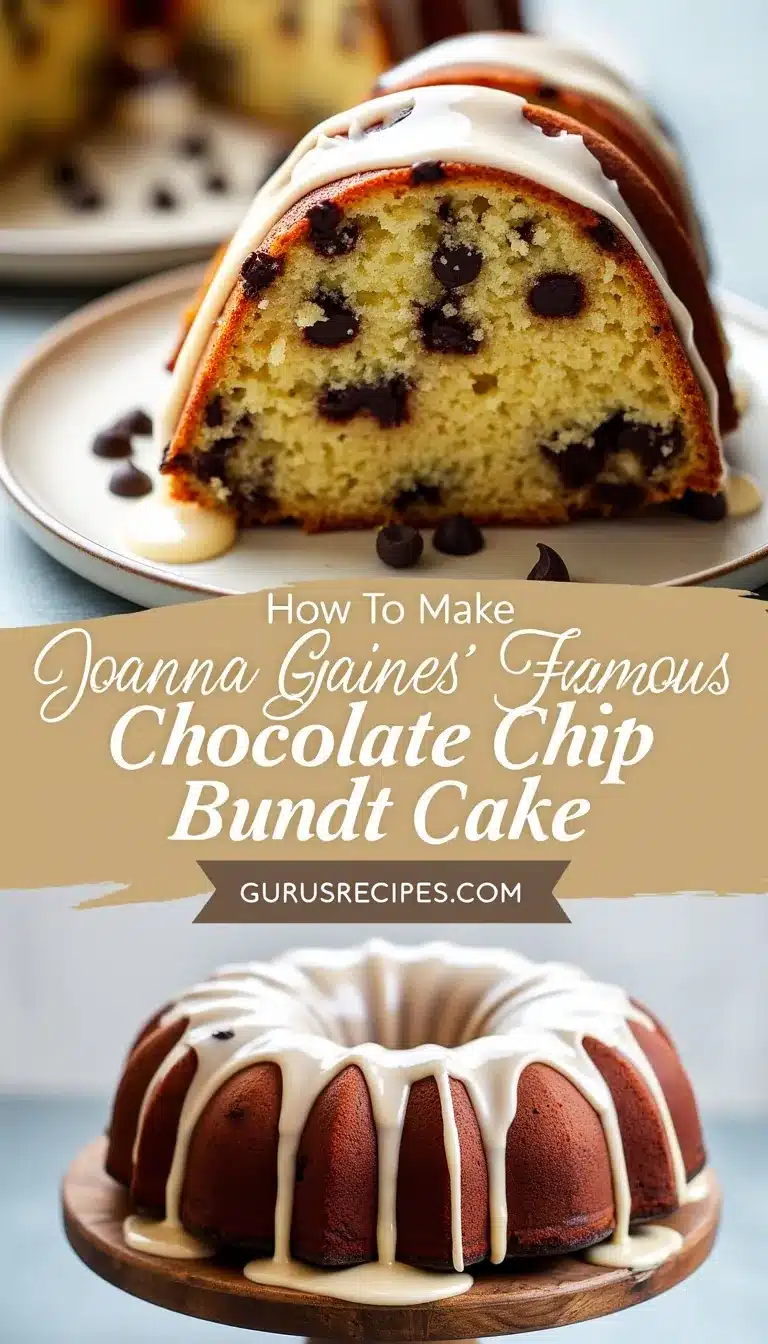 Pinterest pin for Joanna Gaines chocolate chip Bundt cake