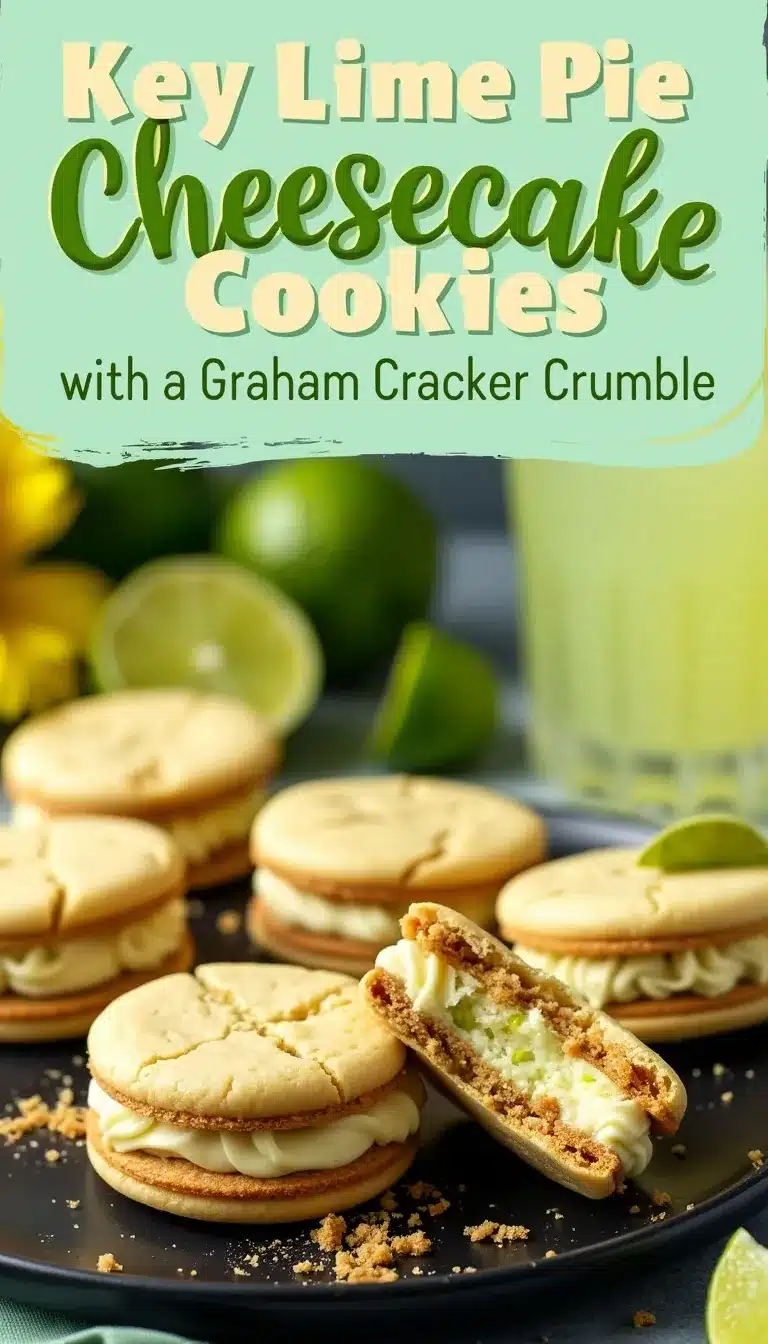 Pinterest pin for Key Lime Pie Cheesecake Cookies