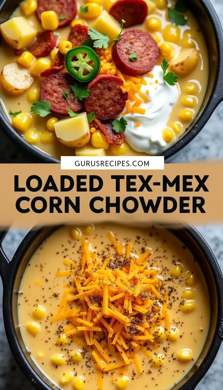 Pinterest pin for Tex-Mex corn chowder