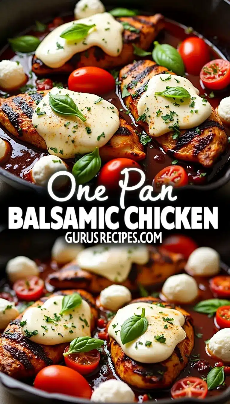 Pinterest pin for balsamic chicken one pan recipe