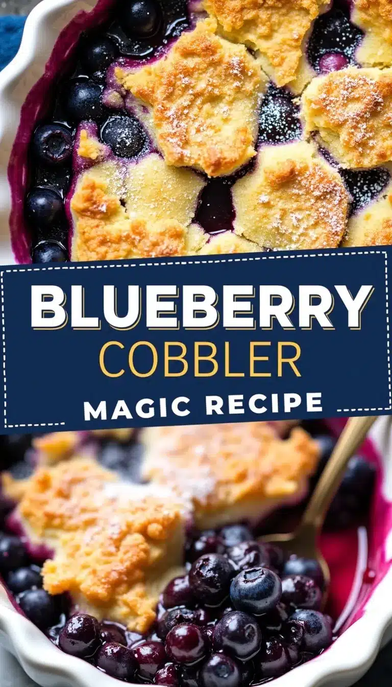 Pinterest pin for blueberry cobbler recipe
