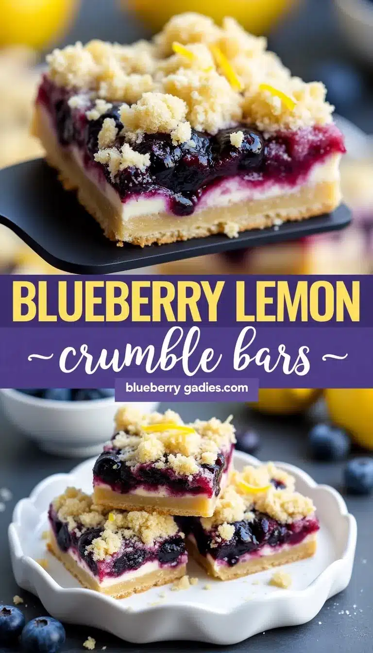 Pinterest pin for blueberry lemon crumble bars