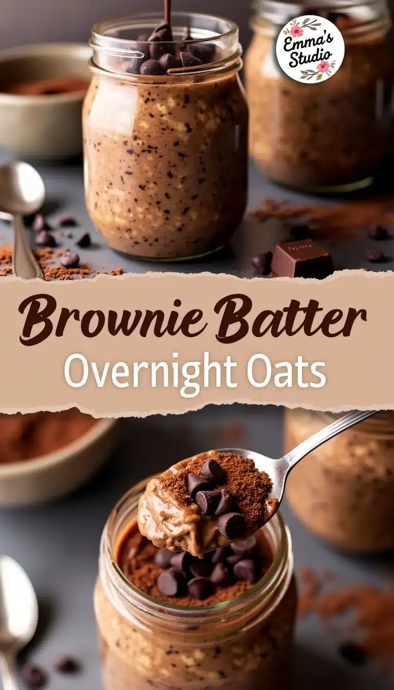 Pinterest pin for brownie batter overnight oats