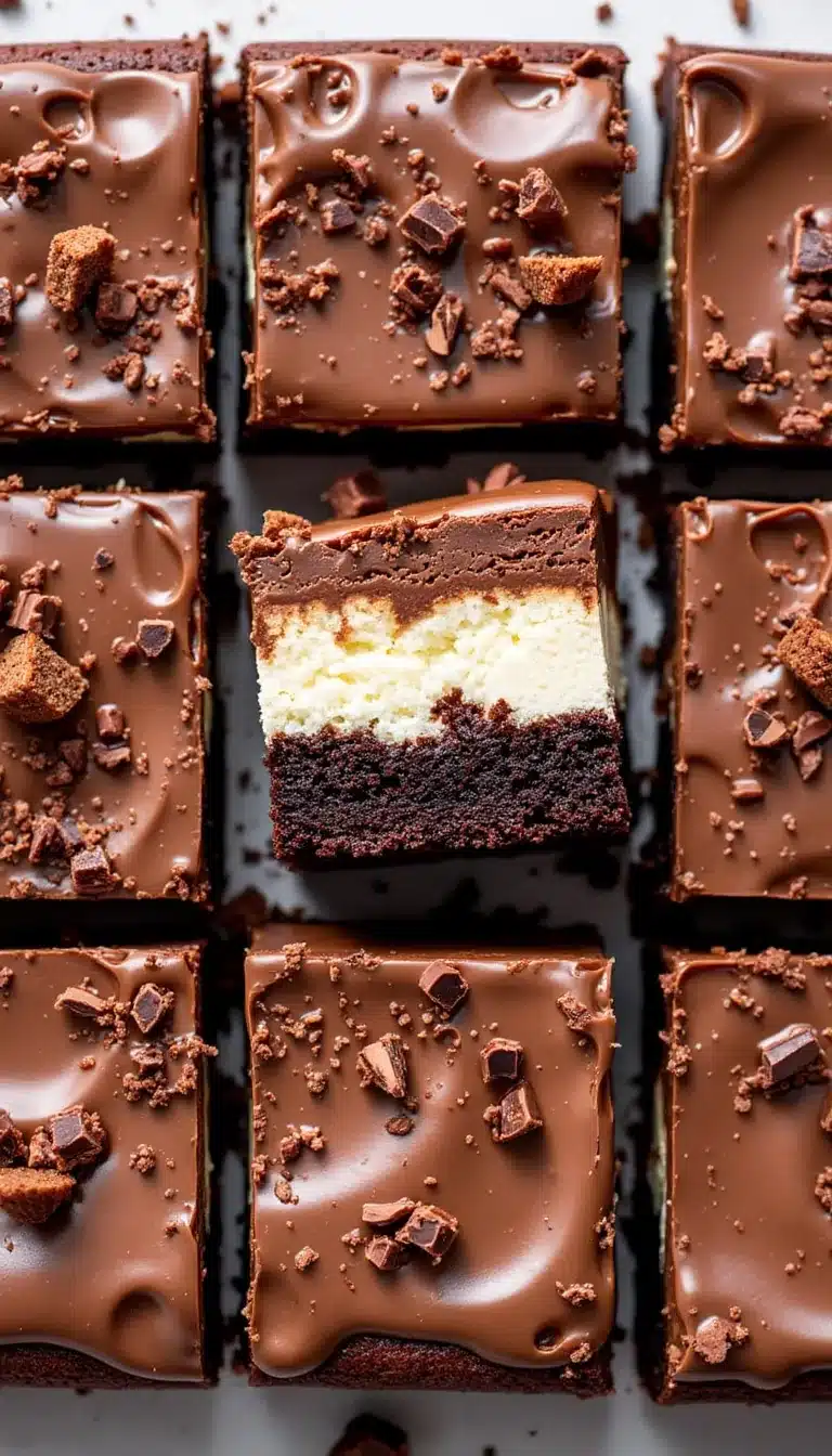 Pinterest pin for brownie cheesecake bars