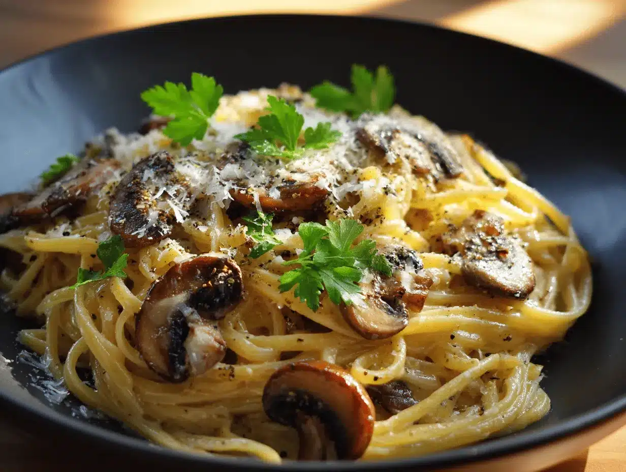 Caramelized Leek Mushroom Pasta preparation steps