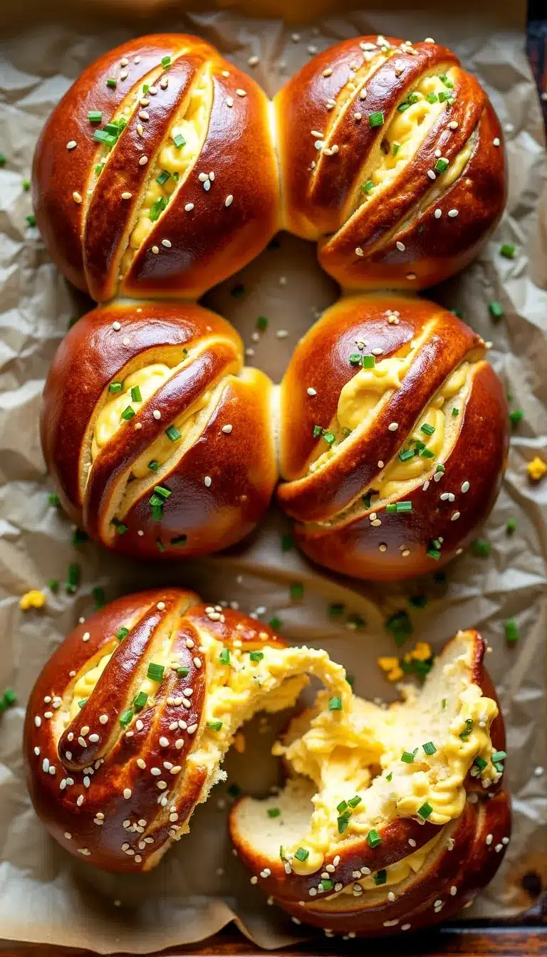 Pinterest pin for cheddar-jalapeño pretzel buns
