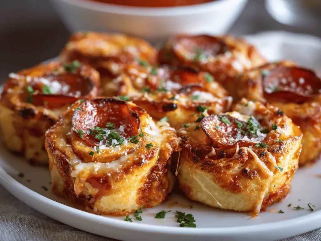 cheesy pepperoni pizza roll-ups - featured image