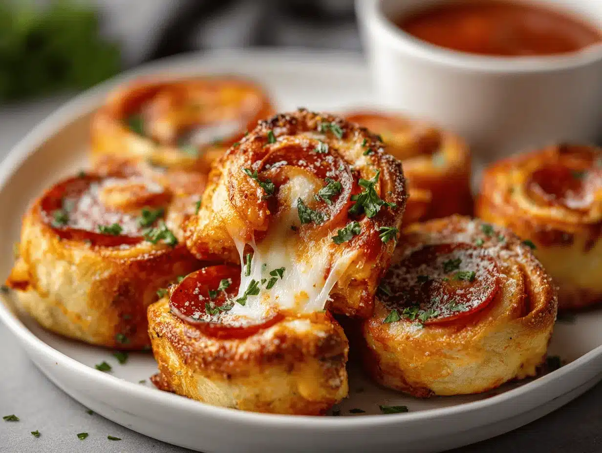 cheesy pepperoni pizza roll-ups preparation steps