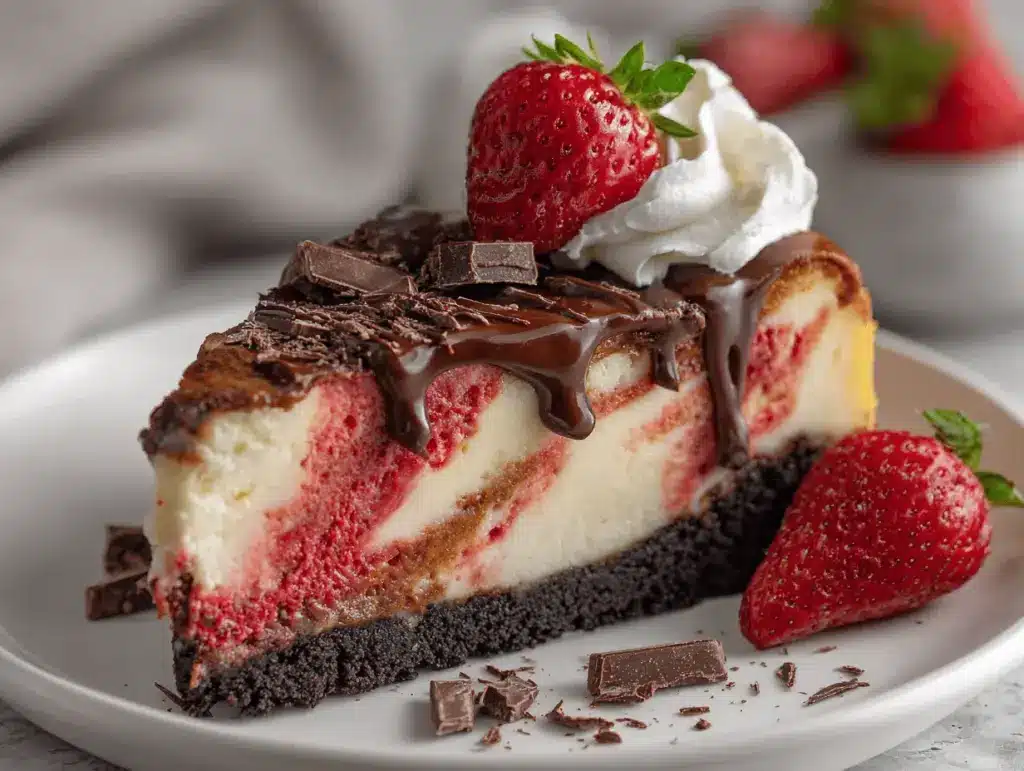 Chocolate Strawberry Swirl Cheesecake - featured image