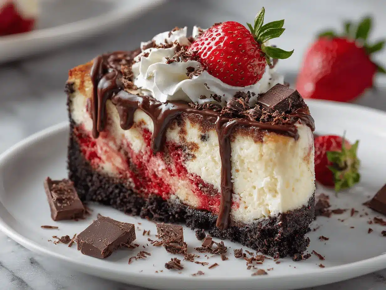 Chocolate Strawberry Swirl Cheesecake preparation steps